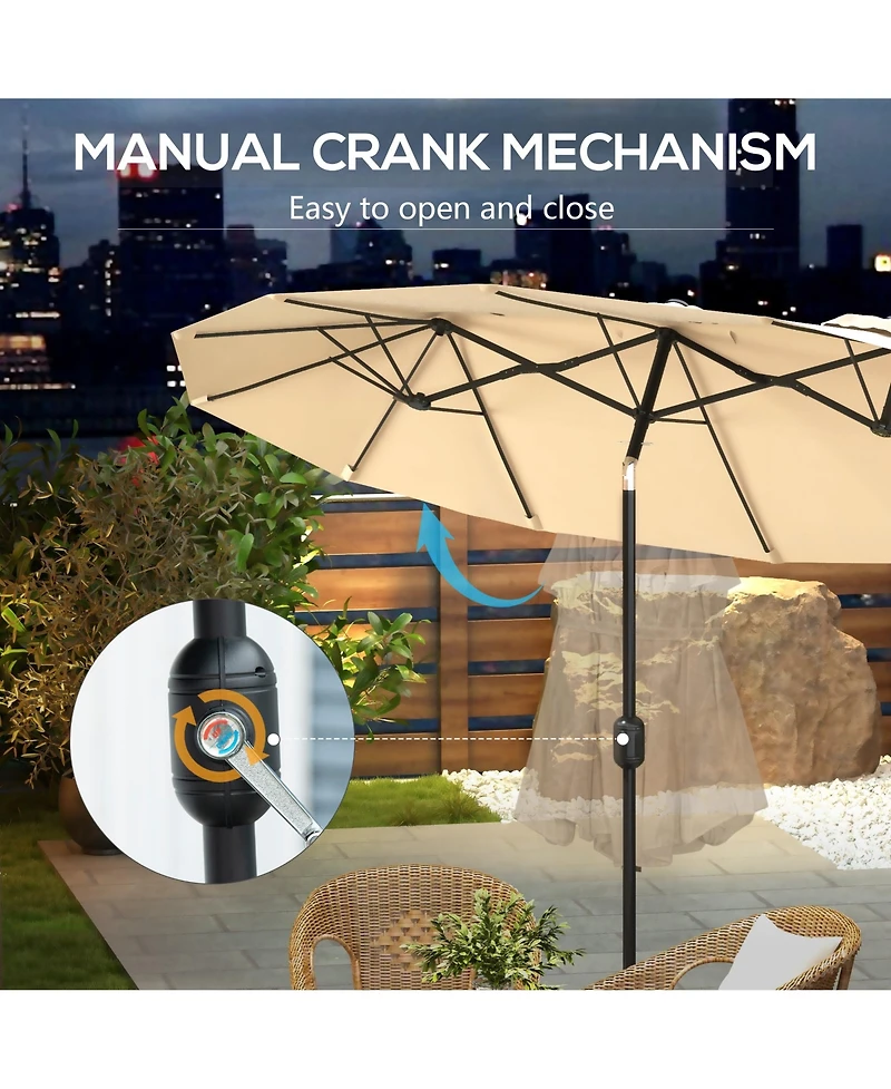 Outsunny 9.7' Double-sided Patio Umbrella Tilt Outdoor Umbrella
