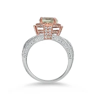 Suzy Levian New York Two-Tone Sterling Silver Oval Cut Center Topaz Cocktail Milano Ring