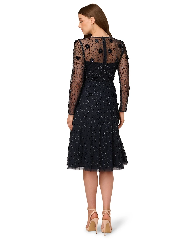 Adrianna Papell Petite Bead Velvet Midi Dress