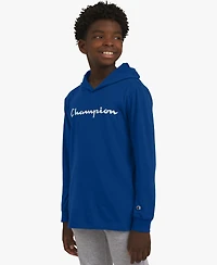 Champion Big Boys Signature Logo Long-Sleeve Hooded T-Shirt