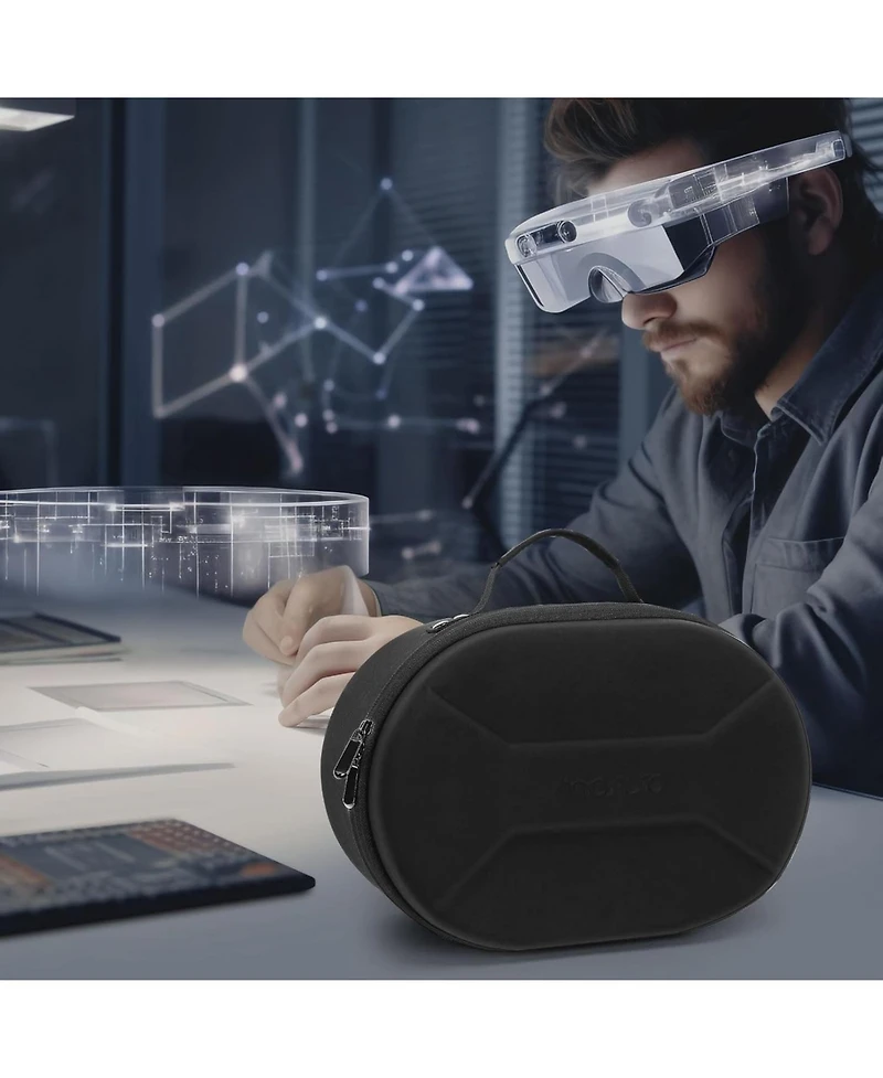 Mosiso Hard Carrying Case for Apple Vision Pro - Portable Lightweight Travel Bag with Small Case for Battery/Adapter/Cables, Black