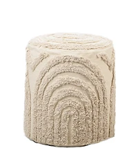 Nordlys - Beige Patterned Fabric Pouf Vintage Style Upholstery Living Room