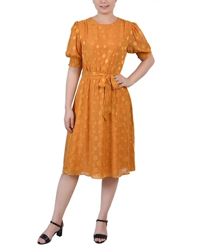 Ny Collection Petite Elbow Sleeve Swiss Dot Dress