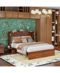 Livelylodge Murphy Bed Cabinet, Queen Murphy Bed with Usb and Charging Ports, Cabinet with Drawer Includes Storage Cabinet, Queen Suit for Guest Room,