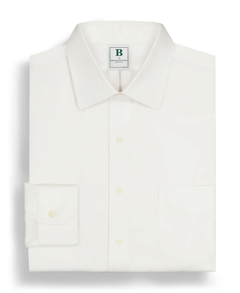 Men's Regular Fit Non-Iron Spread Collar Solid Pinpoint Dress Shirt