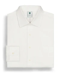 Men's Regular Fit Non-Iron Spread Collar Solid Pinpoint Dress Shirt