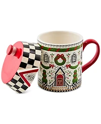 MacKenzie-Childs Holly Village Ceramic Lidded Mug