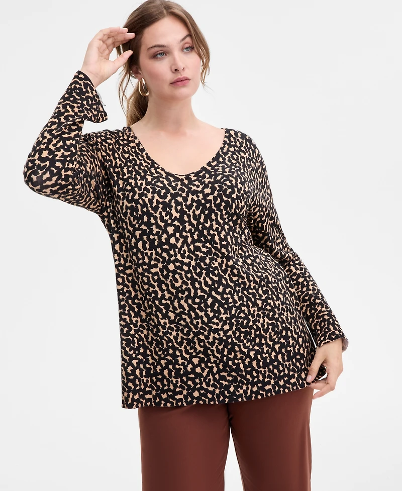 I.n.c. International Concepts Plus Size Print V-Neck Tunic, Macy's Exclusive