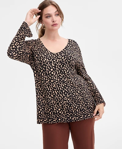 I.n.c. International Concepts Plus Size Print V-Neck Tunic, Macy's Exclusive