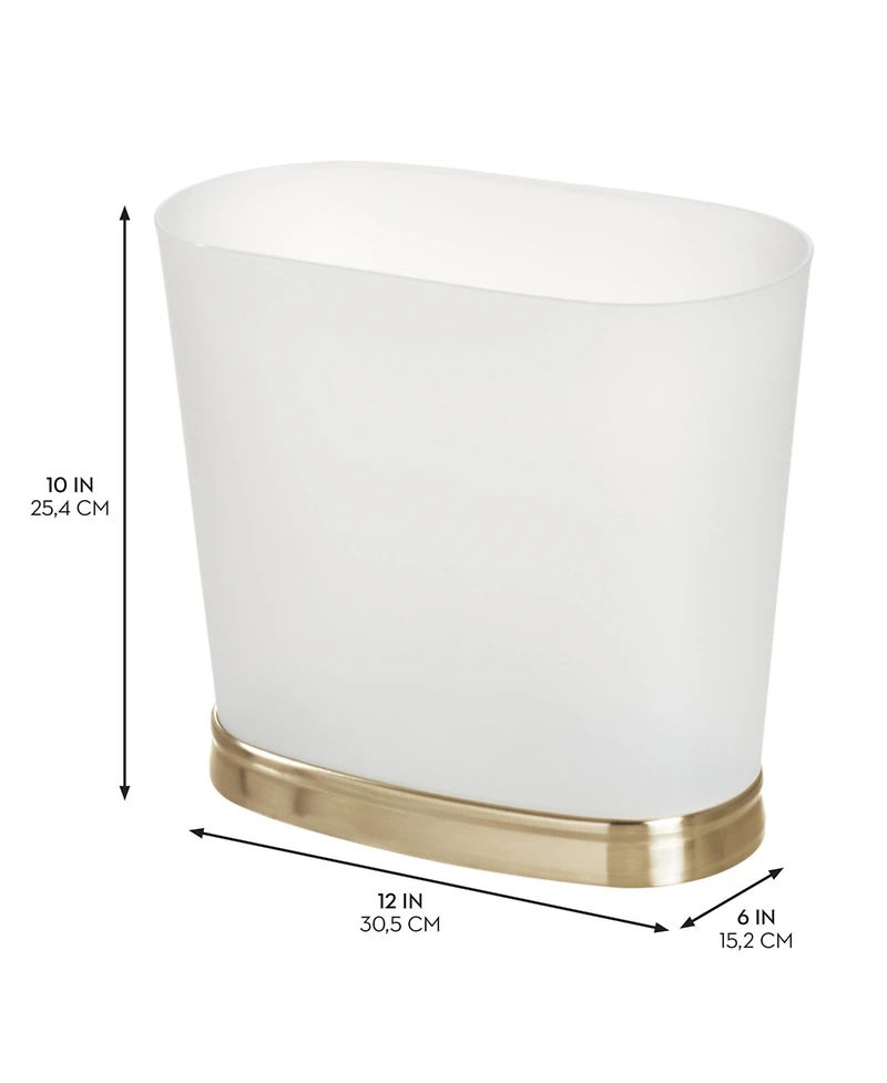 iDesign Small Oval Bathroom Trash Can, Set of 2, Frost/Soft Brass, Made in Usa