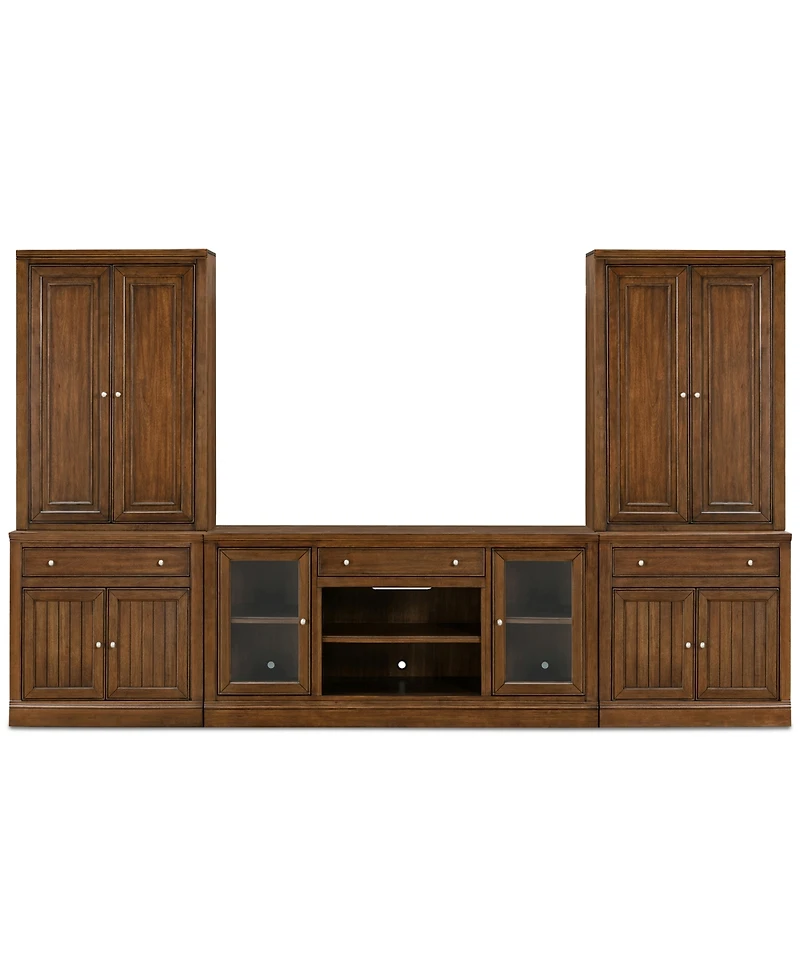 Furniture Amren 65" Wood 2 Door Console with Hutches and Bases Drawers Fireplace Insert