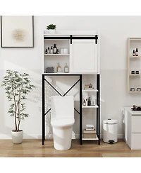Casainc over-the-sink storage cabinet with sliding barn door, side rack and adjustable shelves