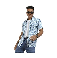 Campus Sutra Men's Blue Foliage Strokes Shirt