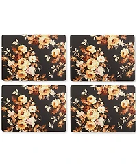 MacKenzie-Childs Wild Rose Brown Cork Back Placemats, Set of 4