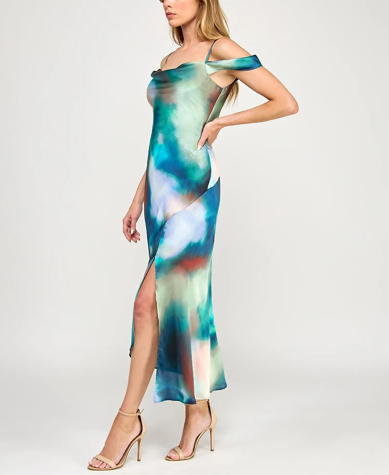 Bcx Junior's Sleeveless Cold Shoulder Midi Slit Dress