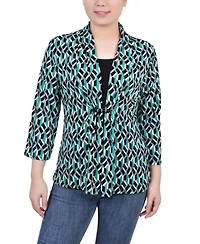 Ny Collection Petite 3/4 Sleeve Two-Fer Top