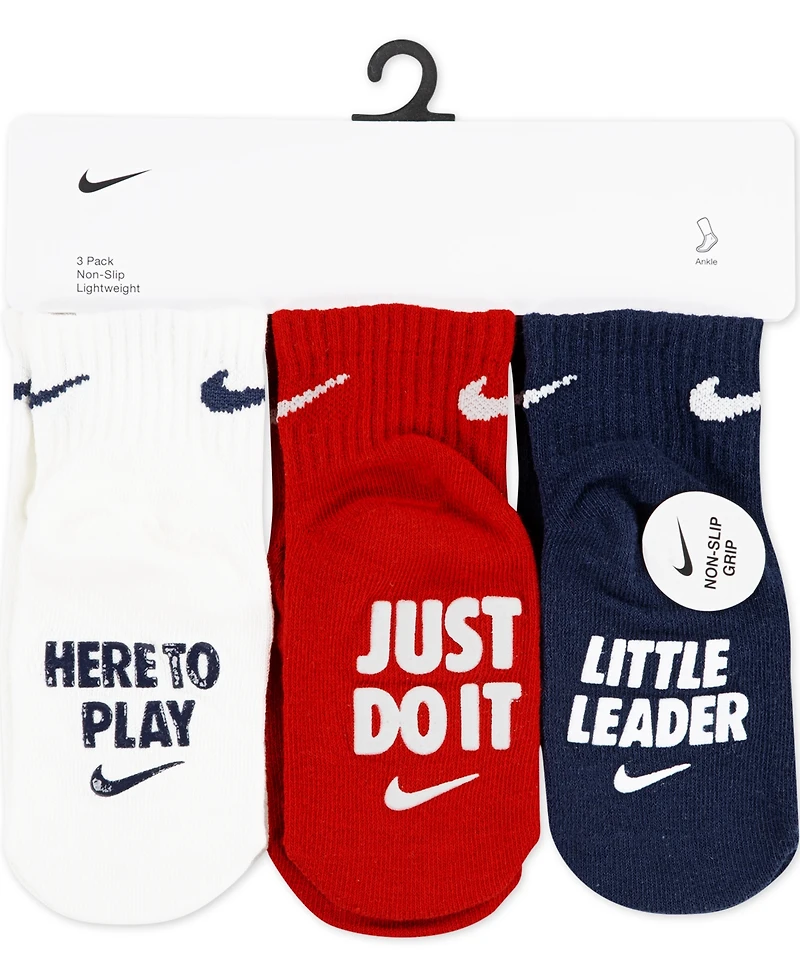 Nike Baby Kids 3-Pack Verbiage Gripper Socks