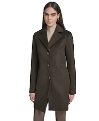 Calvin Klein Womens Single-Breasted Wool Blend Coat