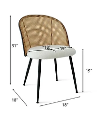 Maison Boucle Modern 5-Piece Dining Set with Round Table & Rattan-Back Chairs, Black Finish, 43" Diameter, Kitchen & Dining Room Furniture-Maison Bouc