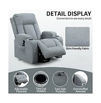 Power Lift Recliner Chair with Heat & Massage, Usb Port & Cup Holders, Grey Electric Massage Chair for Seniors-Maison Boucle