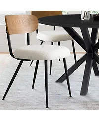 Maison Boucle Modern Black Pedestal Dining Table with 4 Boucle Chairs, Mdf Top, Stylish Kitchen and Dining Room Set for Home-Maison Boucle