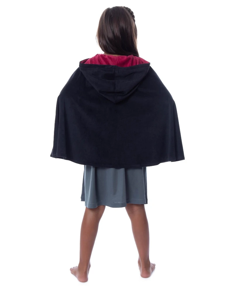 Harry Potter Girls Gryffindor House Uniform Sleeveless Nightgown Pajama With Cape