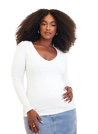 Rebdolls Women's Stylish Essential V Neck Top Classic White