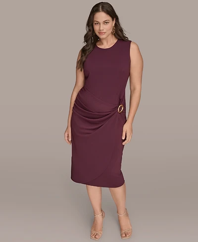 Donna Karan New York Plus Sarong Sleeveless Skirt Midi Dress