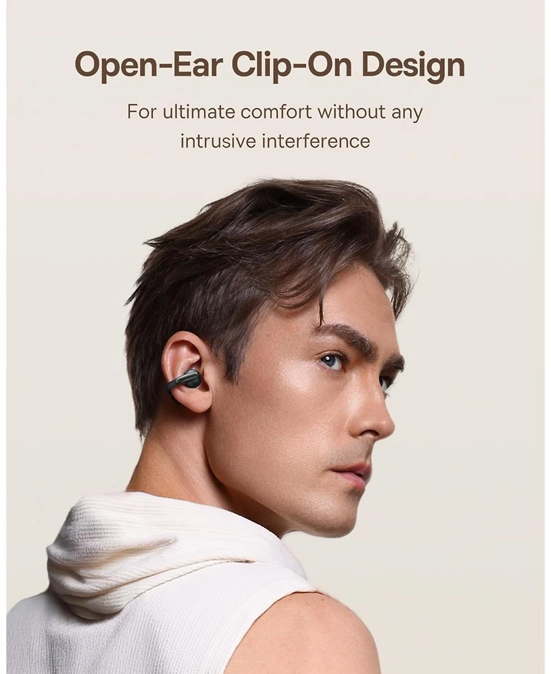 Baseus Open Earbuds Ear Headphones Wireless Bluetooth 5.3 Sport Earphones,MC1 White