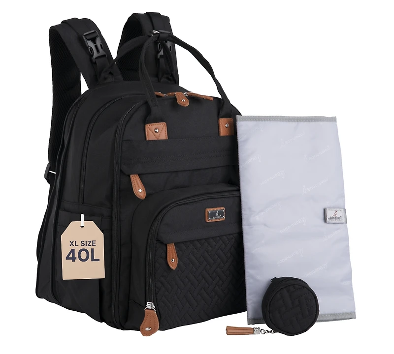 BabbleRoo Toddler Diaper Bag Backpack Stylish 26L Hands Free with Changing Pad, Stroller Straps & Water-Resistant, Safari, Large