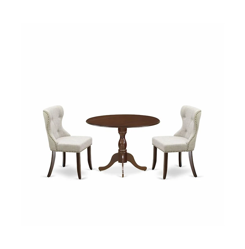 East West Furniture 3 Piece Modern Dining Table Set