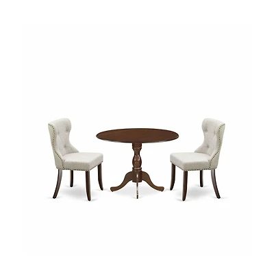 East West Furniture 3 Piece Modern Dining Table Set