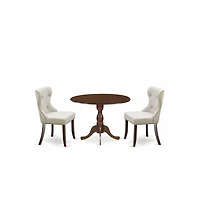 East West Furniture 3 Piece Modern Dining Table Set