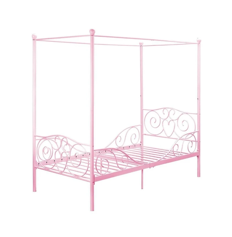 Sturdy Metal Canopy Bed Frame with Strong Support for Queen or King Mattress