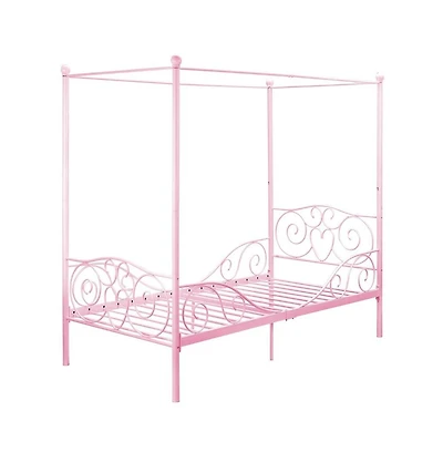 Sturdy Metal Canopy Bed Frame with Strong Support for Queen or King Mattress