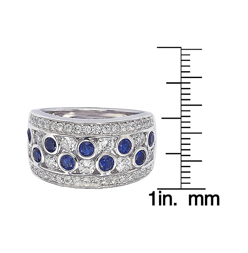 Suzy Levian New York Sterling Silver Sapphire & Created White Multi Set Ring
