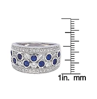 Suzy Levian New York Sterling Silver Sapphire & Created White Multi Set Ring