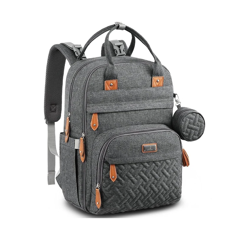 BabbleRoo Toddler Diaper Bag Backpack Stylish 26L Hands Free with Changing Pad, Stroller Straps & Water-Resistant, Safari, Large