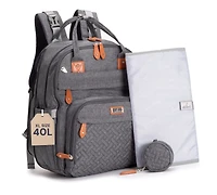 BabbleRoo Toddler Diaper Bag Backpack Stylish 26L Hands Free with Changing Pad, Stroller Straps & Water-Resistant, Safari, Large