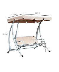 Flynama 3-Seat Outdoor Porch Swing Chair, Patio Swing Glider with Adjustable Canopy, Breathable Seat, and Steel Frame for Garden, Poolside, Backyard,