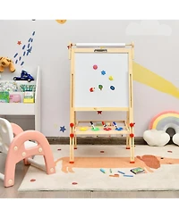Akiudex kids art easel with paper roll double-sided regulable drawing easel plank
