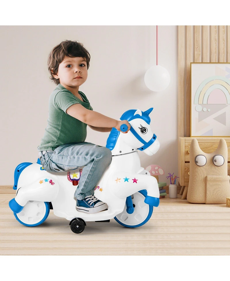 Akiudex 12V Ride On Unicorn Horse Toy Car with Galloping Mode