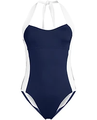 Lands' End Women's Halter Cut Out High Leg One Piece Swimsuit
