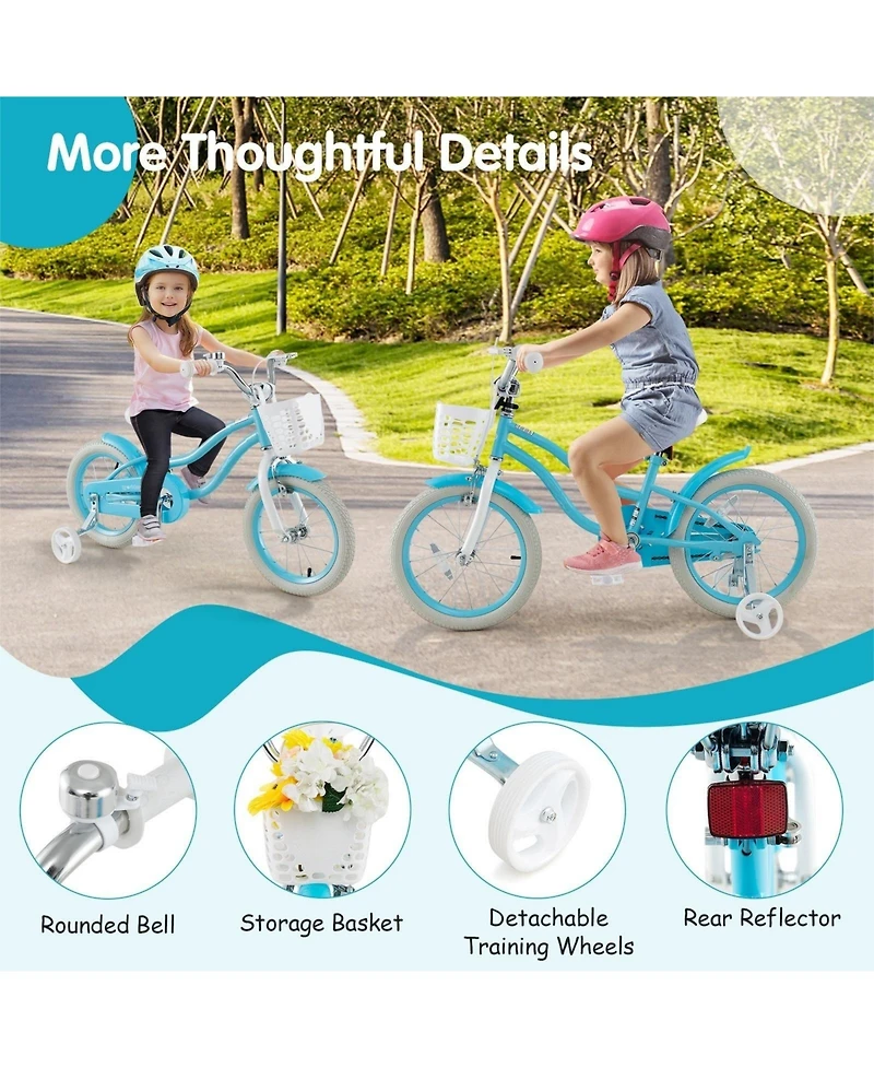 Akiudex Kids Bike with Basket and Dual Brake System for Ages 3 to 8