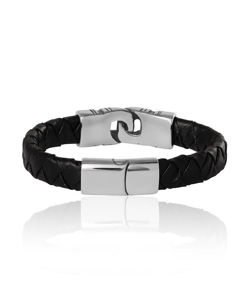 Lucky Brand Black Woven Leather Bracelet