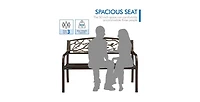 Slickblue Cast Iron Garden Bench with Metal Finish and Bird Pattern Backrest for Outdoor Use