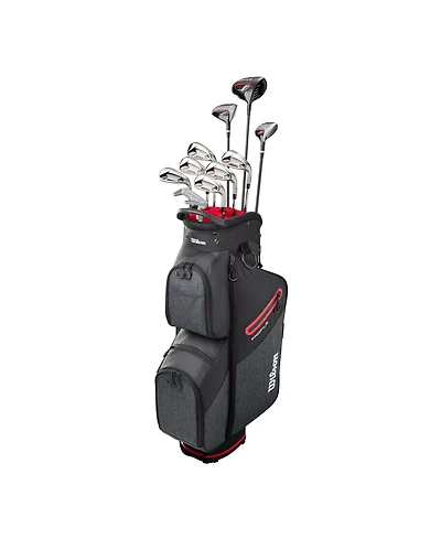 Wilson Profile Senior 11 Piece Mens Right Hand Golf Complete Set - Cart Bag - Standard / Regular / Red/Grey/Black