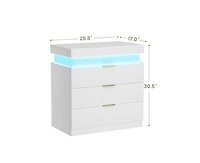 Casainc Nightstand storage table with Charging Station and Led Lights