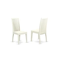East West Furniture 3 Piece Kitchen Table Set - Linen White Wood Dining Table and 2 Linen White Wooden Dining Chairs with Slatted Back