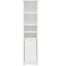 Vanirror 64 Inch Tall Storage Cabinet with Laundry Hamper, 4 Adjustable Shelves & Hidden Space for Bathroom, Home - White
